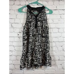 INC International Concepts Silk Halter Top Sleeveless Blouse Black‎ White 8P